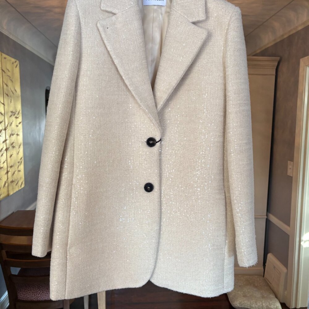 NWT MARELLA Ivory Sequined Coat. Size 6